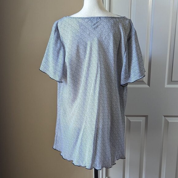 Fred David 18W/20W white with black dots cowl neck short sleeve blouse - Picture 4 of 7